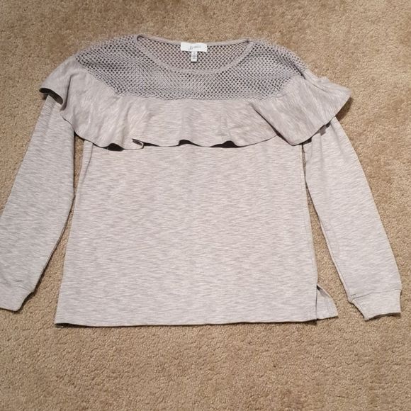 Jessica Simpson Rufflw Mesh Sweatshirt sz S - Picture 1 of 4